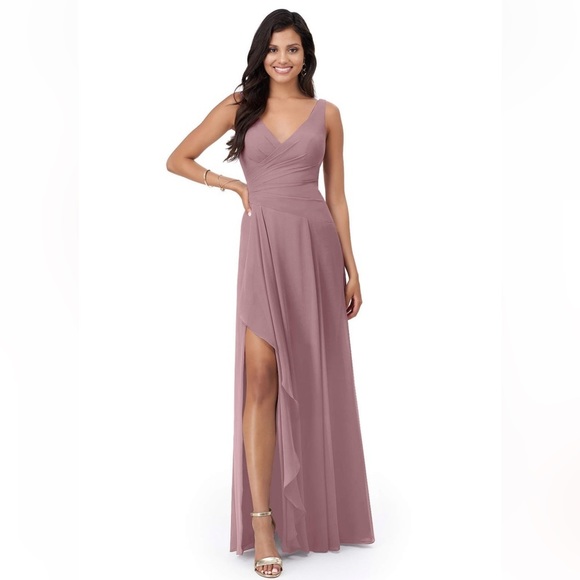 Azazie Dresses & Skirts - *nwt* 🏷️ AZAZIE KORI A-Line Pleated Chiffon Floor-Length Dress Dusty Rose